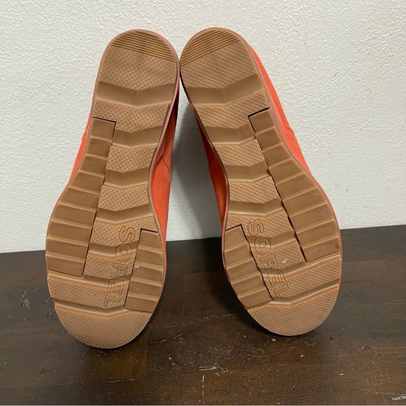 Sorel Shoes Sorel Evie Pull On Wedge Booties Burnt Orange Suede Lug